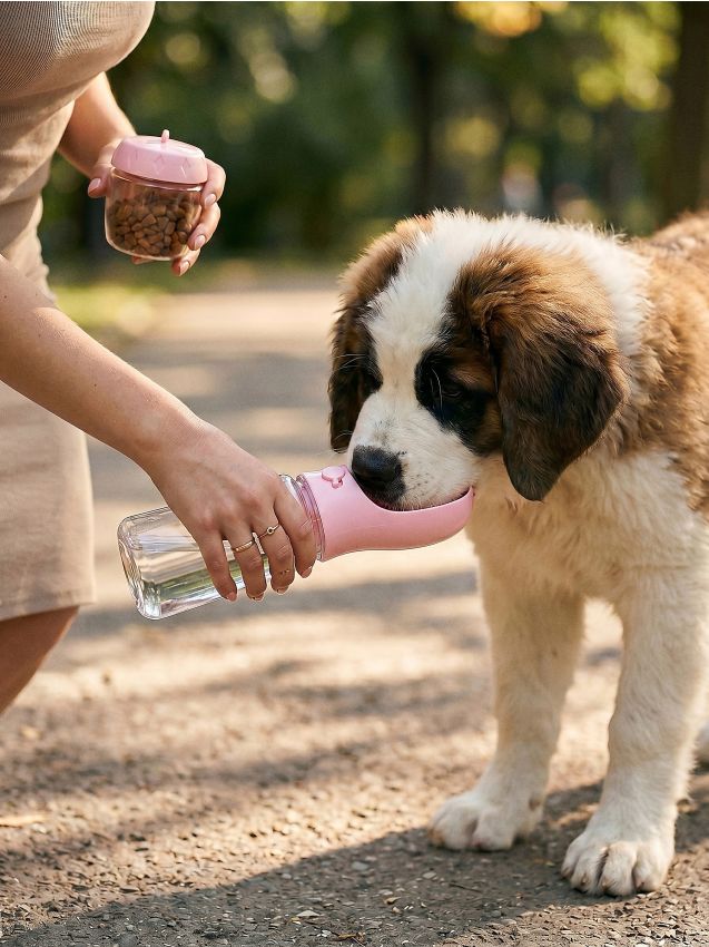 Sinsay - Sticlă pentru câine cu recipient pentru recompense - roz-pastel