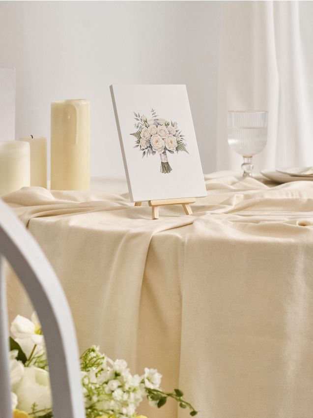 Sinsay - Decorațiune de nuntă cu motiv de buchet floral pe șevalet - alb