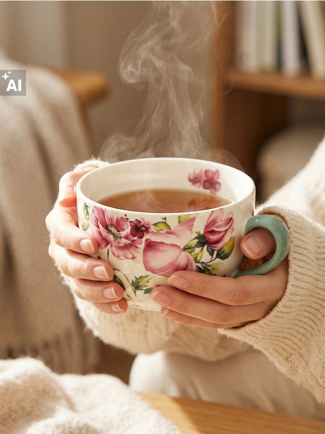 Sinsay - Cană ceramică cu motiv floral - multicolor