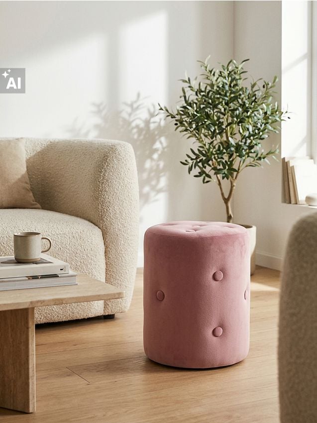 Sinsay - Puf tapițat cu nasturi decorativi - roz-pastel