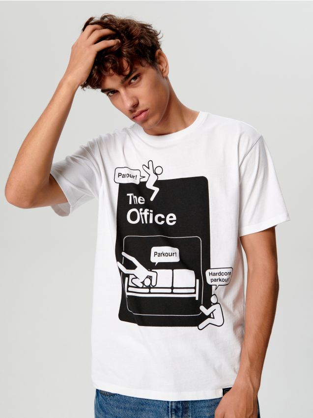 T-shirt with print Color white - SINSAY - 3651B-00X