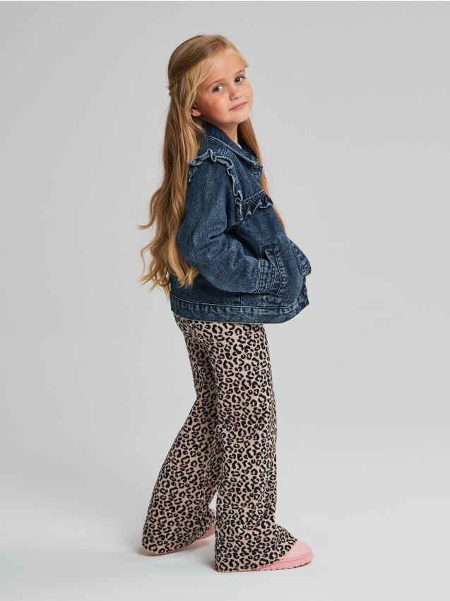 Sinsay - Pantaloni din tricot jacquard cu imprimeu leopard - bej