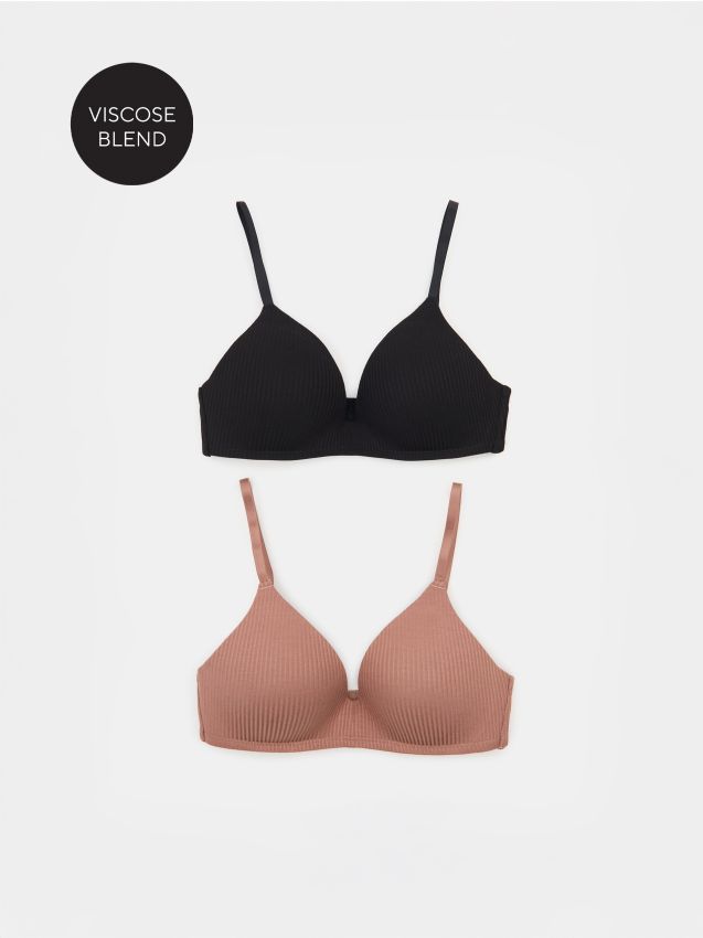 Sinsay - Sutiene din viscoză cu dungi fără sârma 2 seturi - multicolor