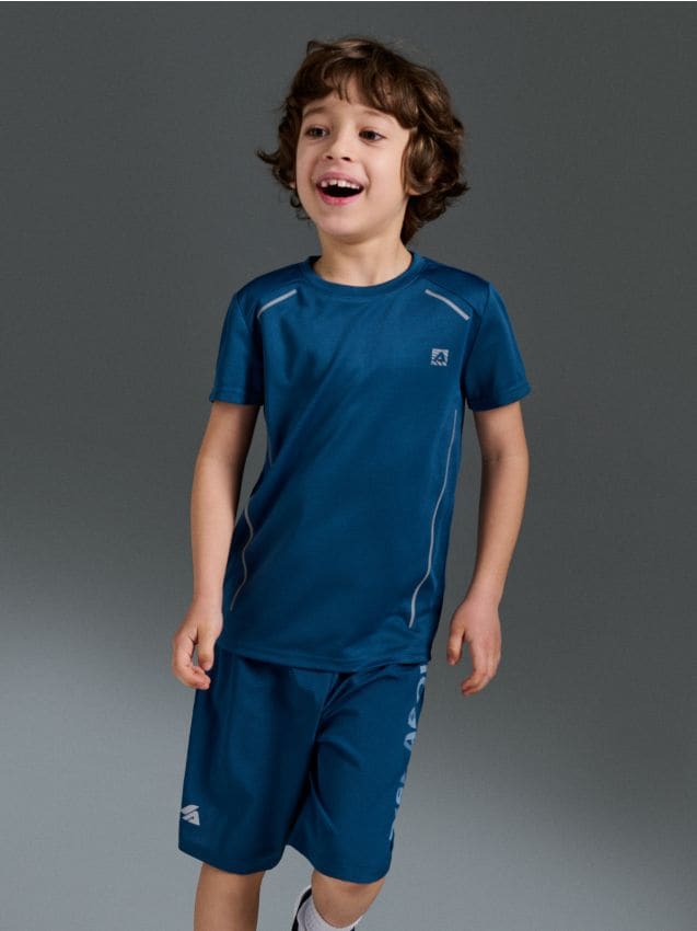 Sinsay - Tricou sport Active cu uscare rapidă și imprimeu reflectorizant - indigo