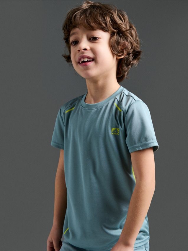 Sinsay - Tricou sport Active cu uscare rapidă și imprimeu reflectorizant - Gri-albăstrui