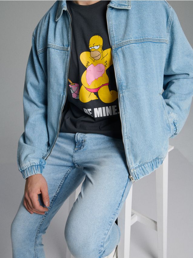 Sinsay - Tricou din bumbac cu imprimeu The Simpsons - gri-închis