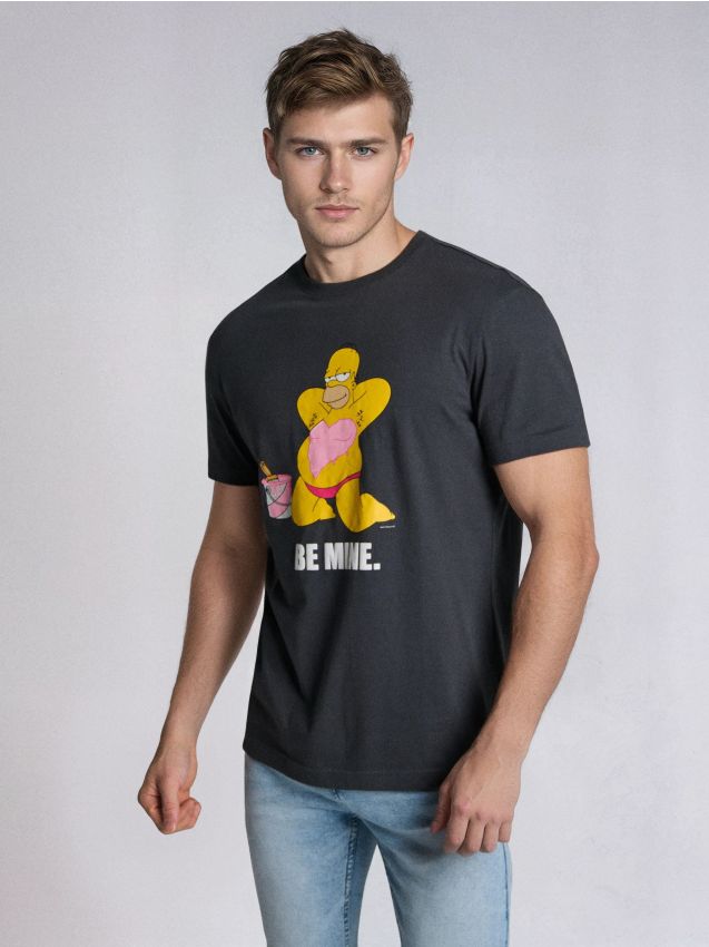 Sinsay - Tricou din bumbac cu imprimeu The Simpsons - gri-închis