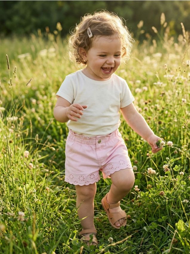 Sinsay - Szorty jeansowe z ażurowymi detalami - różowy