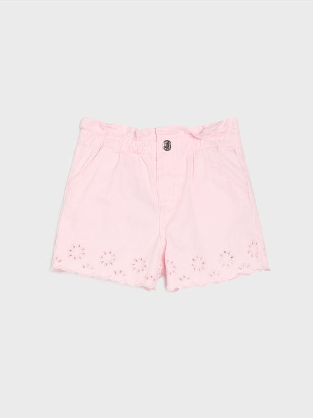 Sinsay - Szorty jeansowe z ażurowymi detalami - różowy