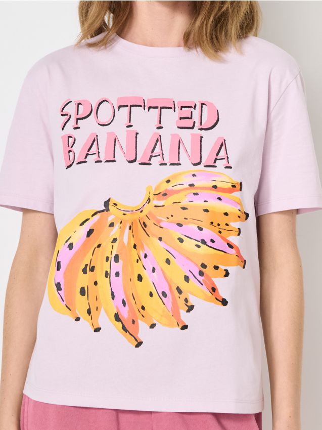 Sinsay Sinsay - Βαμβακερό μπλουζάκι με στάμπα - λιλα