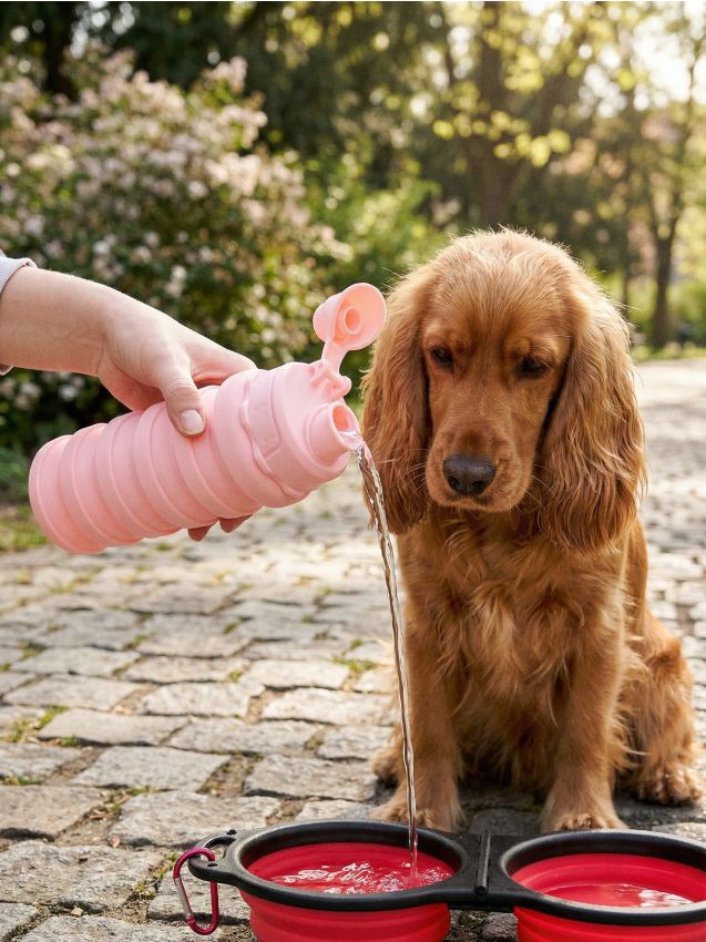 Sinsay - Sticlă de călătorie pliabilă pentru animale - roz-pastel