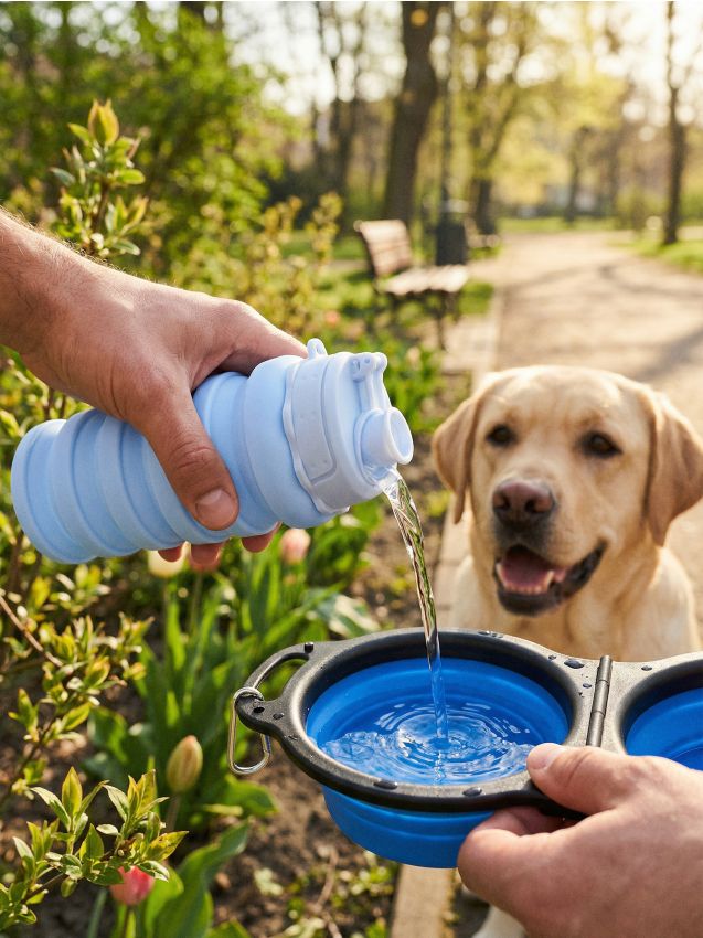 Sinsay - Sticlă de călătorie pliabilă pentru animale - albastru-pal