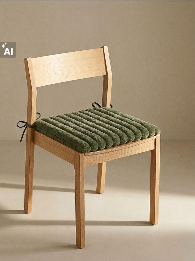 Sinsay - Pernă striată pentru scaun din blană artificială - verde