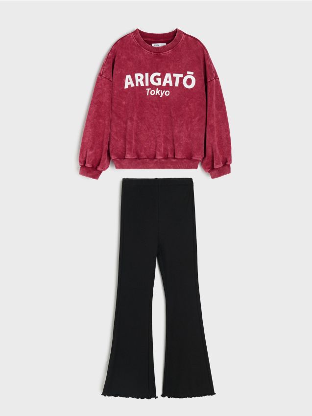 Sinsay - Set din bumbac: bluză și pantaloni - multicolor