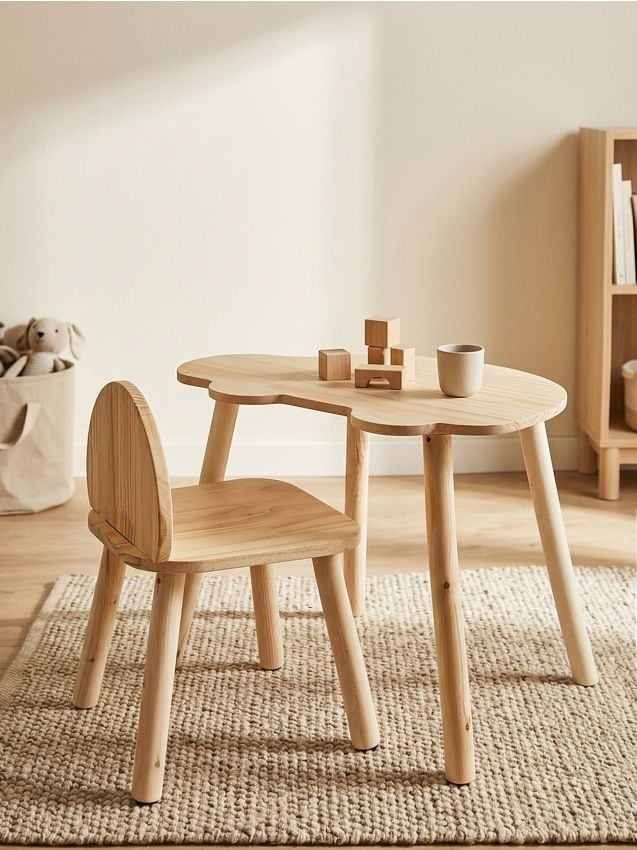 Set: sedia e tavolo a forma di auto - beige