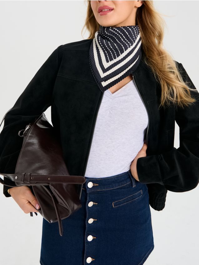 Sinsay - Eșarfă Ribată - negru