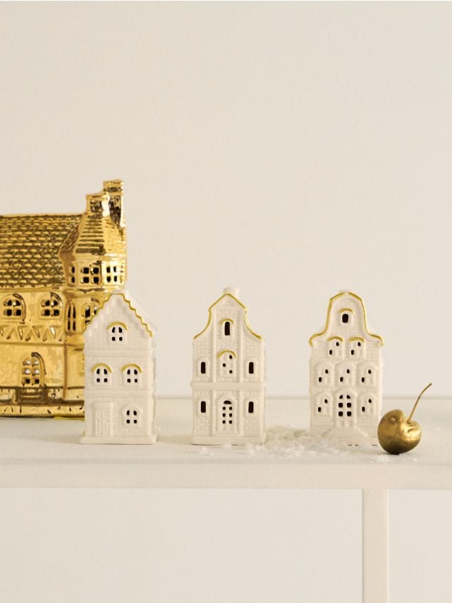 Sinsay - Stojace dekorácie v tvare domčekov 3 pack - krémová