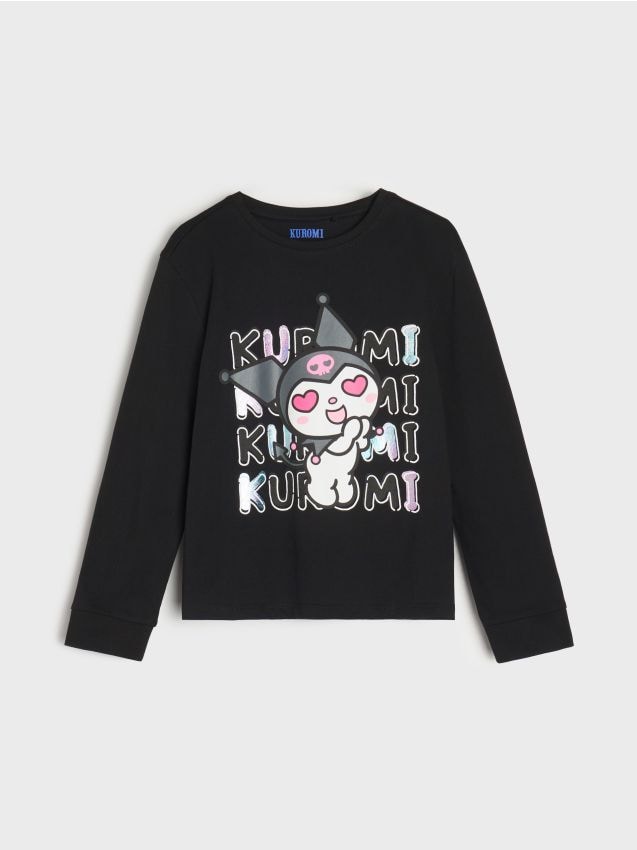 Sinsay - Bavlnené tričko s potlačou Kuromi - čierna