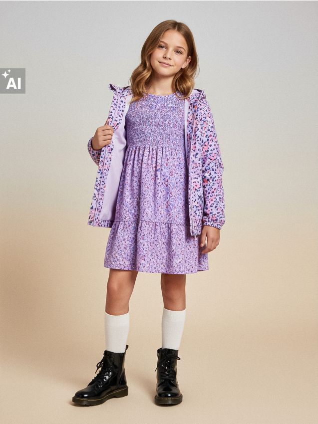 Sinsay - Rochie cu flori și fronseu elastic - multicolor
