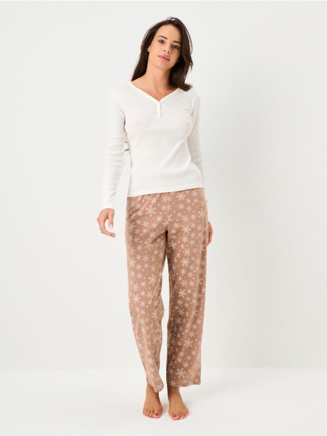 Sinsay - Świąteczna piżama dwuczęściowa w śnieżynki - biały