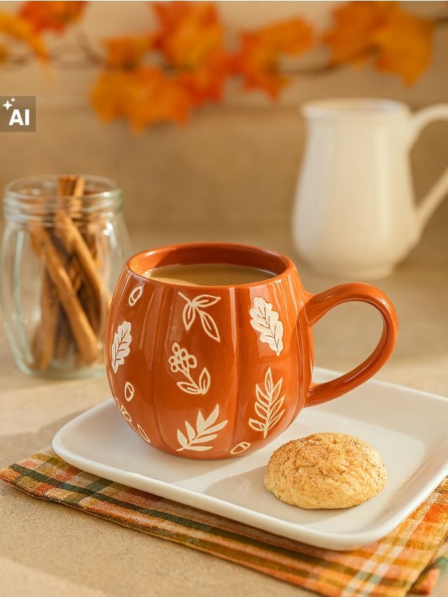 Sinsay - Cană cu imprimeu de toamnă - oranj-mandarină