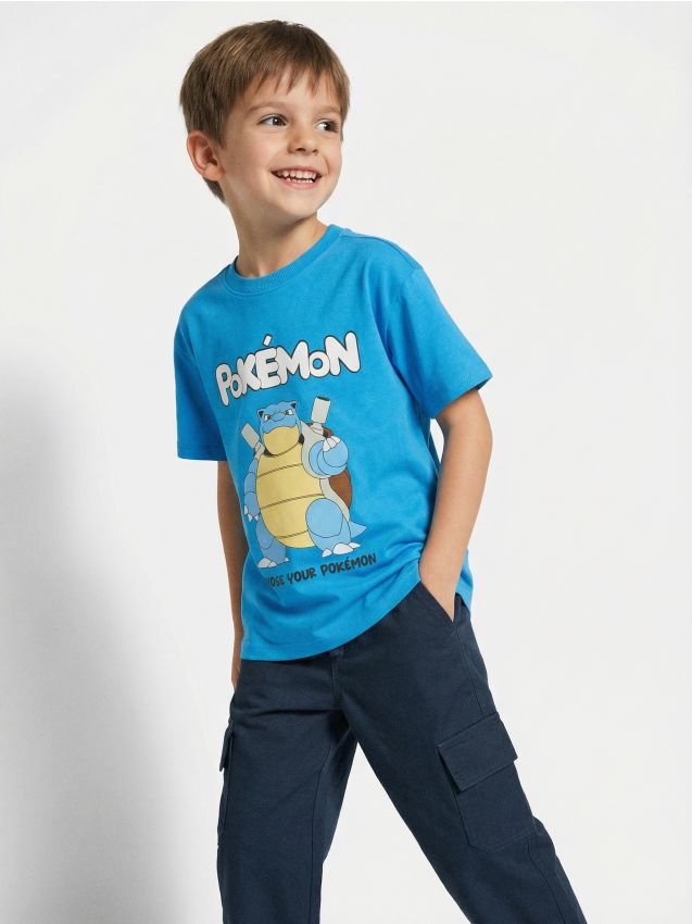 Sinsay - Tricou din bumbac cu imprimeu Pokemon - acvamarin