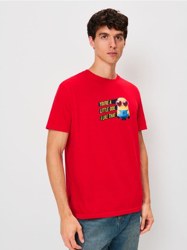 Sinsay - Tricou din bumbac cu imprimeu Minions - roșu