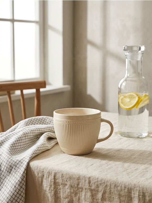 Sinsay - Cană ceramică cu model embosat - bej
