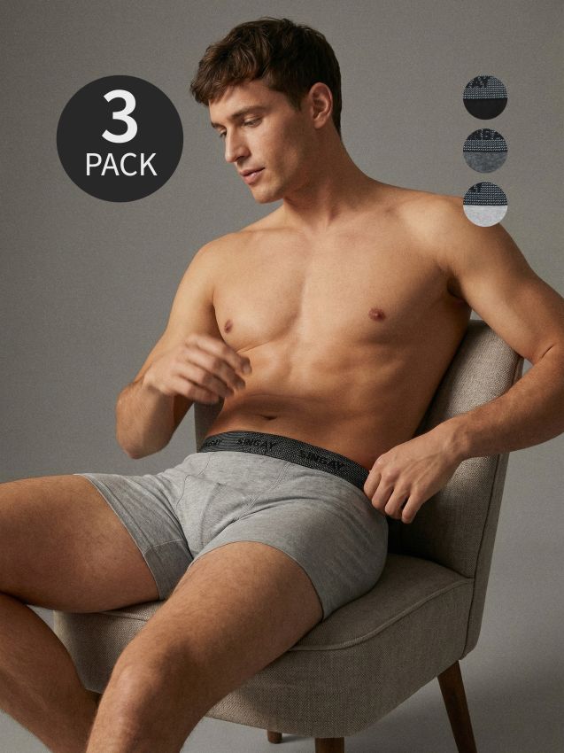 Sinsay - Boxeri din bumbac 3 pack - negru