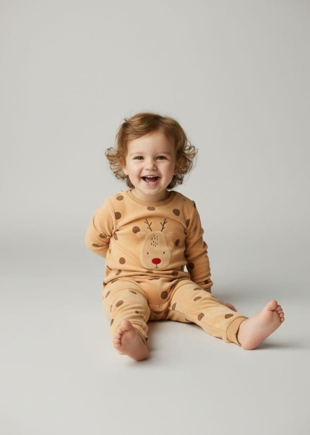 Sinsay - Zateplené velúrové dupačky s vianočným motívom - krémová