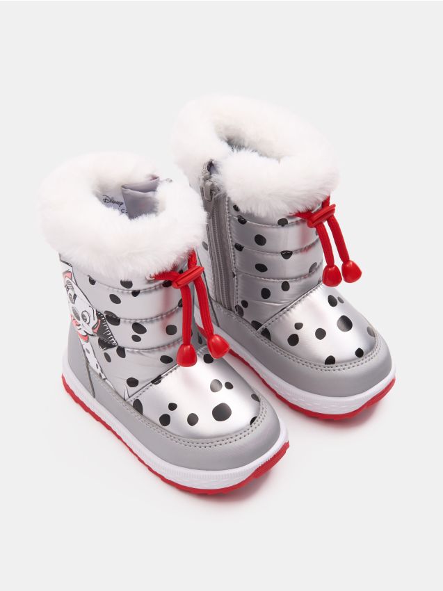 Sinsay - Zateplené snehule s elastickou šnúrkou 101 Dalmatians - strieborná