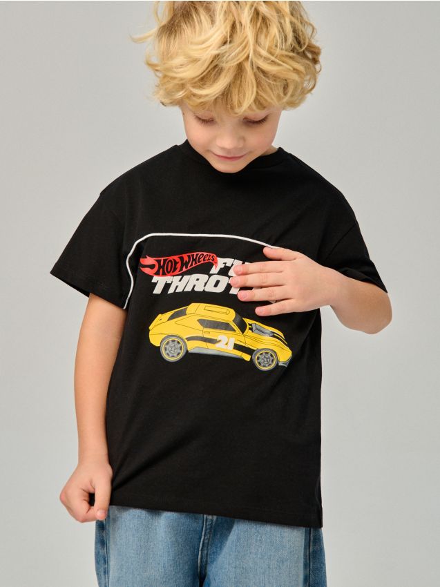 Sinsay - Tricou cu imprimeu Hot Wheels - negru