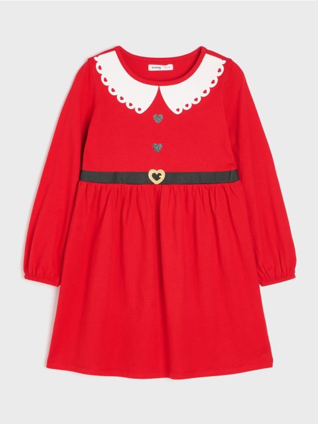 Sinsay - Rochie de Crăciun din bumbac - roșu