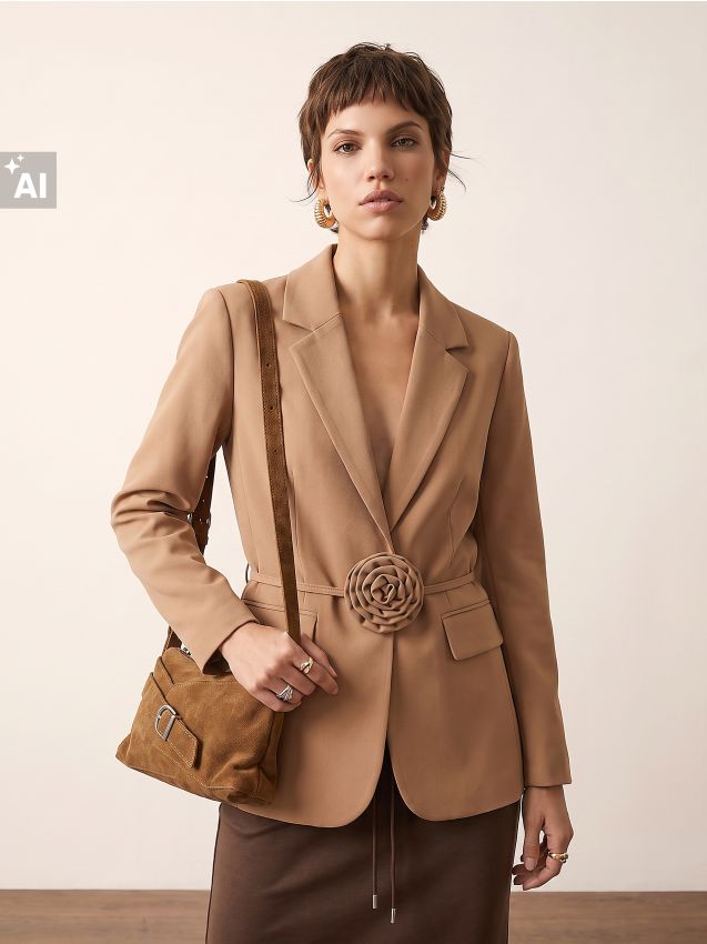 Sinsay - Sacou cu floare decorativă - brun-auriu