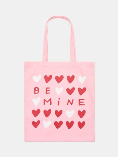 Materiałowa torba shopper z nadrukiem w serca