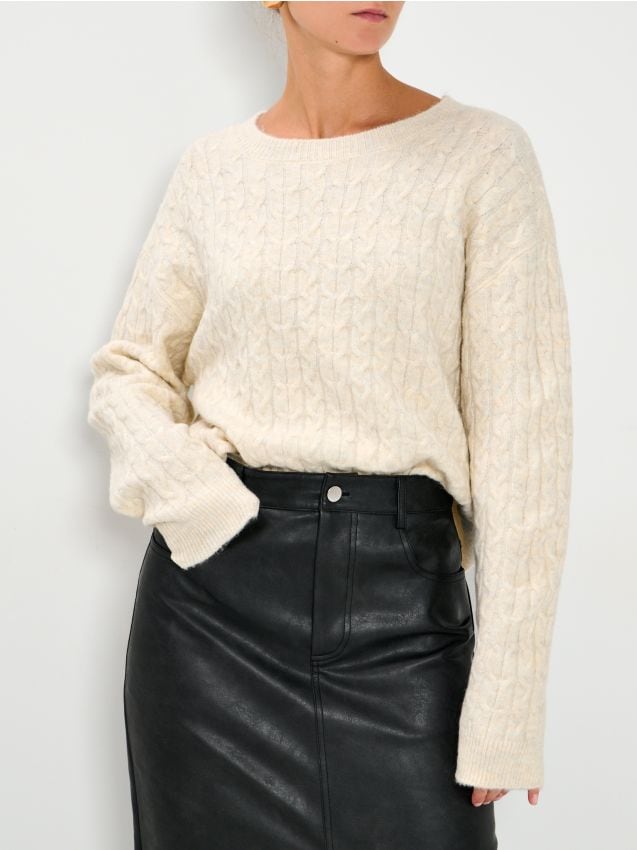 Sinsay - Sveter z prúžkovaného úpletu - krémová