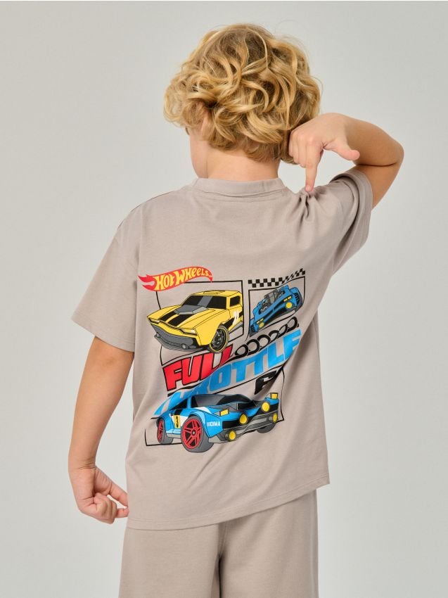 Sinsay - Tricou din bumbac cu imprimeu Hot Wheels - gri deschis