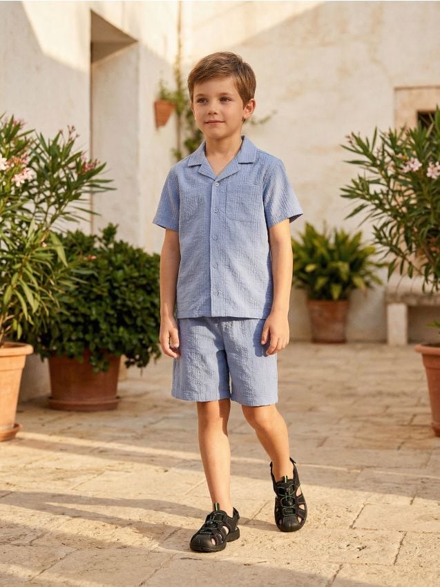 Sinsay - Set: cămașă și șort - albastru