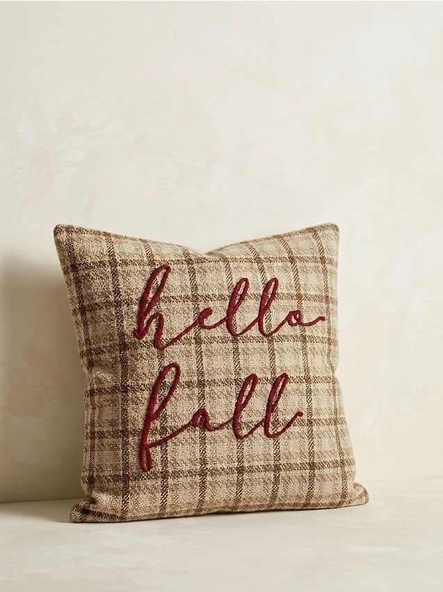 Sinsay - Față de pernă decorativă cu inscripția „Hello Fall” - maro