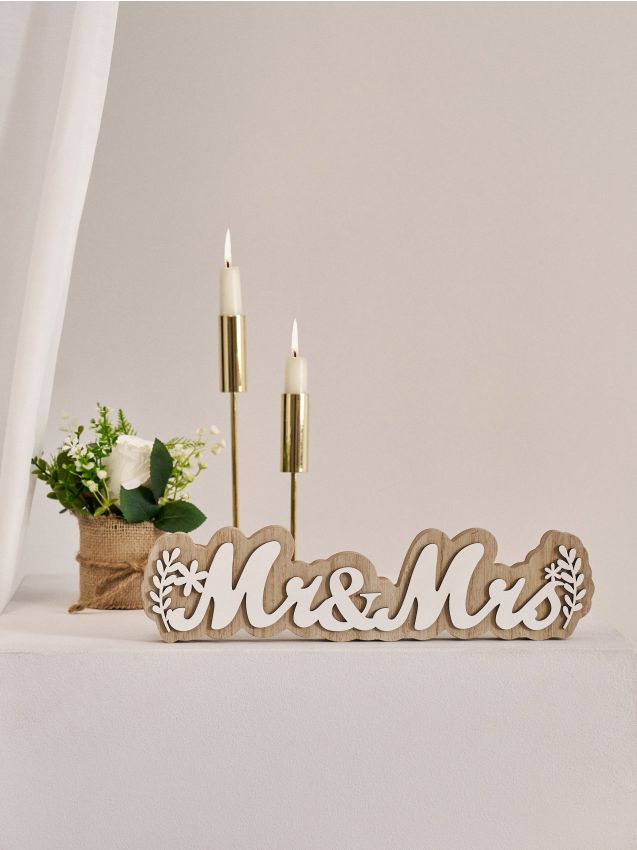 Sinsay - Decorațiune de nuntă cu inscripția Mr & Mrs - bej