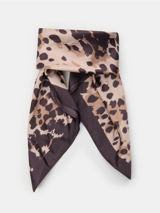 Sinsay - Eșarfă cu imprimeu animalier - maro-închis