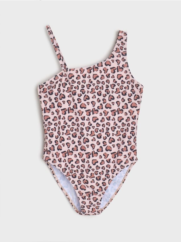 Sinsay - Asymetryczny strój kąpielowy w panterkę - wielobarwny