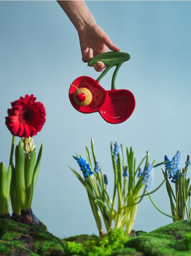 Sinsay - Tavă decorativă din ceramică cu motiv de cireșe - multicolor