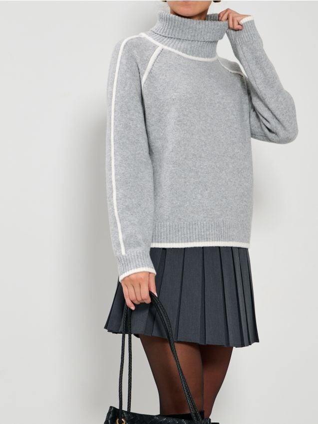 Sinsay - Rolák s prešívaním - svetlošedá