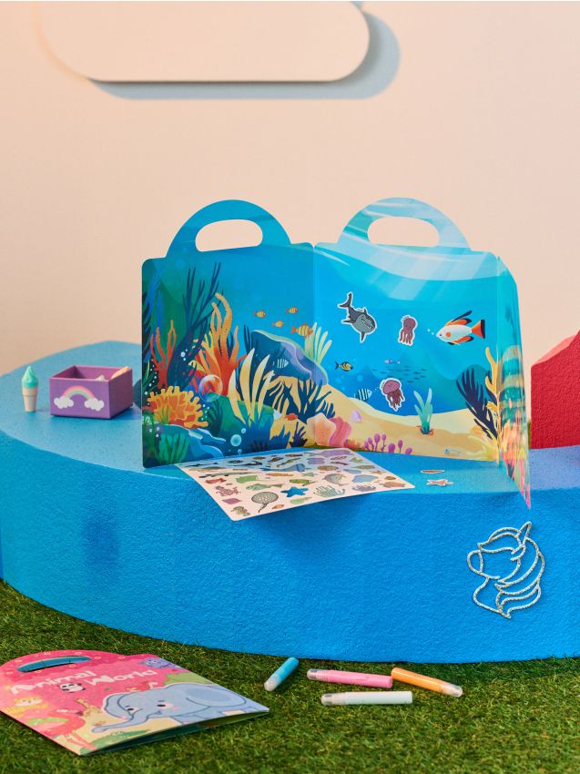 Sinsay - Kniha s opakovateľnými nálepkami - modrá