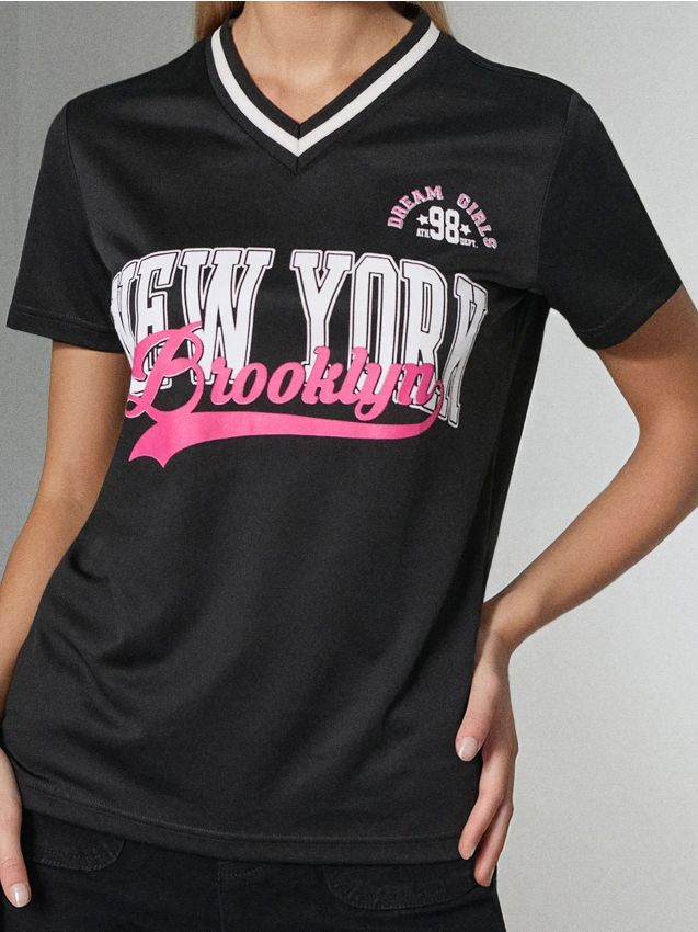 Sinsay - Tričko s nápisom - čierna