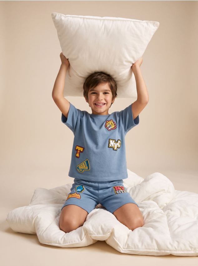 Sinsay - Pijama oversize din bumbac cu imprimeu - light blue