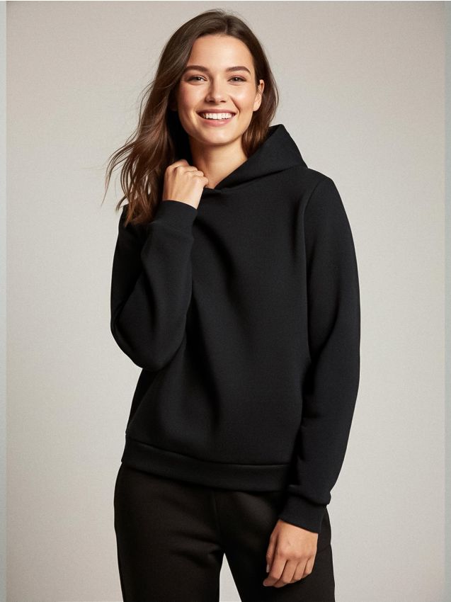Sinsay - Bluza z kapturem basic - czarny