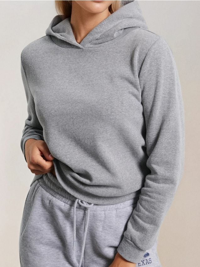 Sinsay - Základná mikina s kapucňou - svetlošedá