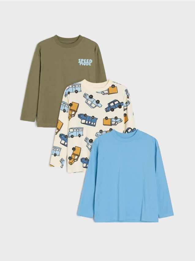 Sinsay - Pamučne loose fit majice dugih rukava 3 pack